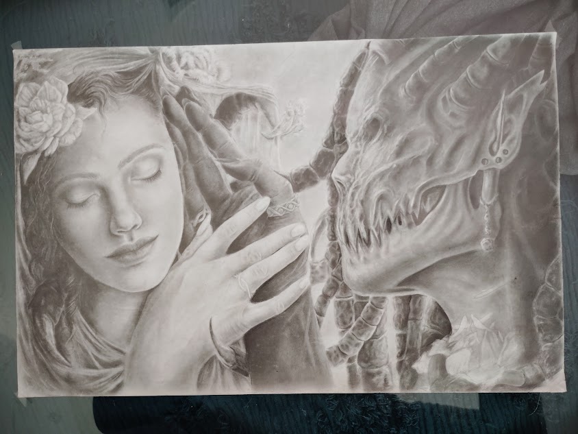 Old Friends, a black and white illustration by South Carolina Lowcountry artist Monica Thapar